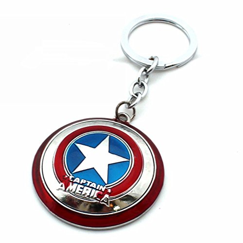 Tonith Captain America Shield Car Truck SUV Boat Home Office Metal Keychain Pendant Key Chains (Captain America Shield-Silver)
