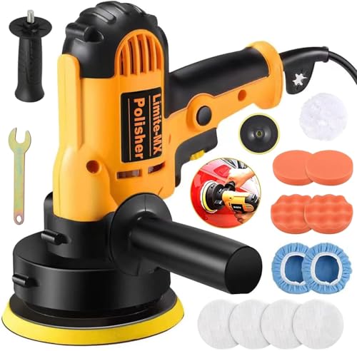 Corte Y Pulido, Tools Límite-MX Pulidora para Auto,700W Pulidora Orbital de Velocidad Variable(600-3700RPM),Máquina Pulidora con 1.5M Cable, 16 Piezas Pulidor con Mango Desmontable...