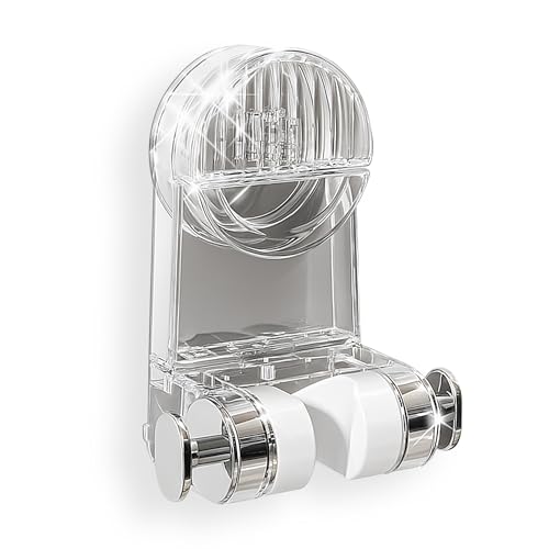 Image of Vacuum Suction Shower Head Holder for Bathroom | Lever Lock No Drill Wall Mount | Reusable & Waterproof Adjustable Hand Shower Holder | PET [ND-13822]