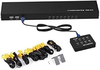 AOGETYO 8 Port Smart VGA KVM Switch, Manual Key Press VGA USB Remote Extension KVM Switcher, Console with 8pcs Original 2 in 1 KVM Cables