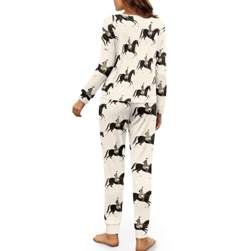 Image of Womens Lounge Set Long Sleeve Soft Pajama Sets | Casual 2 Piece Pj Outfit, Crewneck Sleepwear with Pockets, Adjustable Drawstring, Soft Comfy Fall Pajamas, Plus Size