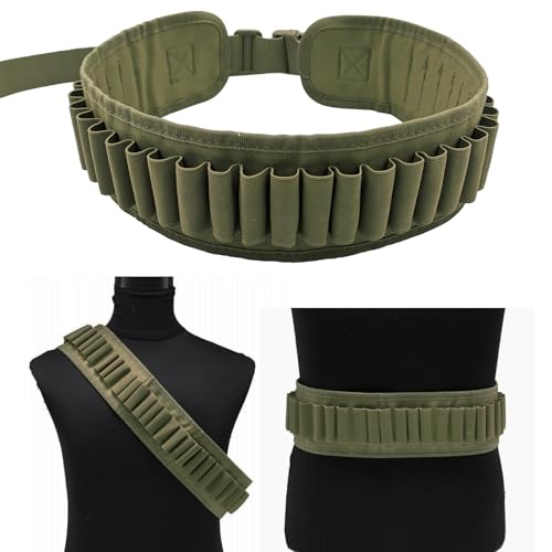MFBJXC Professional Waterproof Shotshell Holder 30 Rounds Nylon Belt Case Ammo Gauge Adjustable Shotgun Rounds Shoulder Bandolier Shotgun Ammo Belt 12 16 Gauge-ArmyGreen - Thumbnail 5