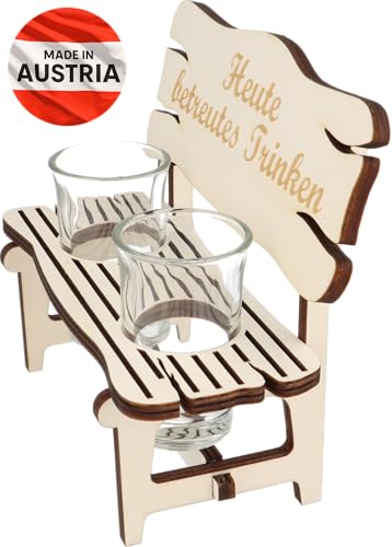 XL Echtholz Schnapsbank mit Gravur |Holzbank mit 2Schnapsgläsern|Vatertagsgeschenk|Trinkspruch|Schnapsbrett|Geschenke Paare|Schnaps Geschenk für Papa|Geburtstag|Jubiläum (XL, Betreutes Trinken)