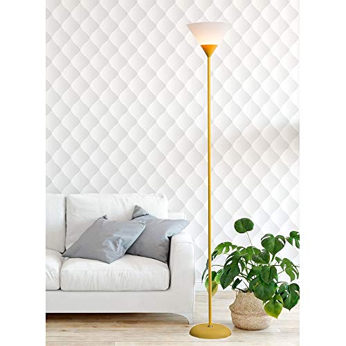 Luminária Chão 1,80m Pedestal Coluna Abajur Led Spot Bivolt Gimpo PF-04 Cor: Amarelo