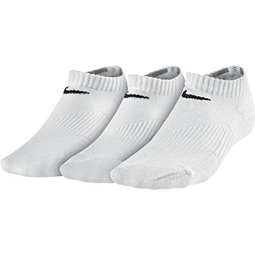 NIKE YTH CTN Cush No-Show Socks - 3-Pack - Size: 3-5, White/black