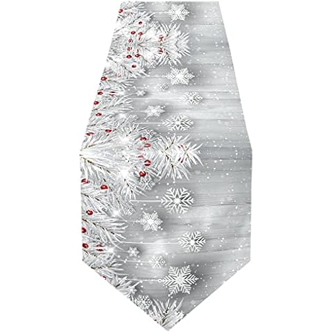 ALAZA Double-Sided Silver Christmas Tree Snowflake Table Runner 14x108 Inches Long,Table Cloth Runner for Wedding Birthday Party Kitchen Dining Home Everyday Decor Cover