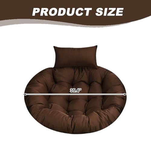 KLUSIET Outdoor Egg Chair Cushion Only 35.4 Inch Thicken Swing Chair Cushions with Pillow Hanging Egg Chair Cushion Replacement for Patio Hanging Basket Chair(Khaki) by KLUSIET - Image 2
