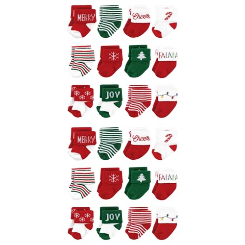 Hudson Baby Unisex Baby Cotton Rich Baby Terry Socks 24-Pack 12 Days Of Christmas Falala 0-6 Months