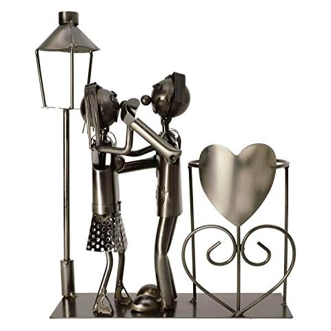 Michel Toys Flaschenhalter Tanzpaar mit Laterne für Teelicht, Kerze, Metall, Silber Cover