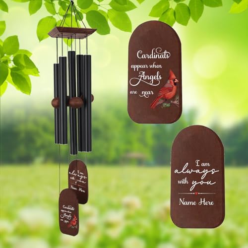 Image of ASTARIN Customized Cardinal Wind Chimes for Loss Loved One, Memorial Wind Chime Personalized, Bereavement Gifts Idea for Loss of Father /Dad /Mother /Mom, Condolences Sympathy Gift