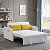 KLMM Modern Convertible Sofa Bed, Multi-Functional Adjustable Lounge Chaise Armchair with Arm Pocket, USB Port and 2 Pillows, Pull Out Bed for Living Room Office (Beige*M*F)