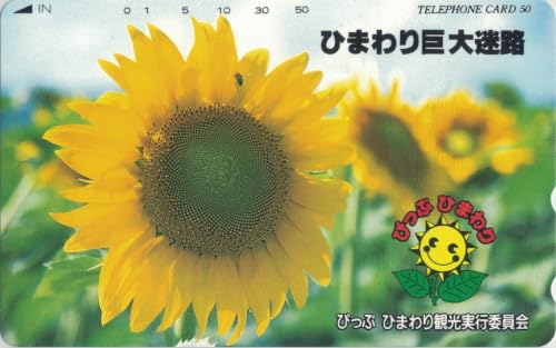 テレホンカード テレカ ひまわり巨大迷路 比布 北海道 自然 風景 50度数