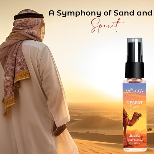 Image of Vokka Pocket Perfume Desert Oud 8ml | Unisex Luxury Long Lasting Arabian Perfume For Men And Women | Arabic Woody Scent Eau De Parfum | EDP Fragrance for Gift | Notes: Spicy Agarwood Ambery