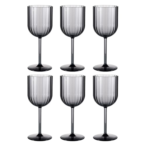 ZAINCA 14-ounce Plastic Fluted Stem Wine Glasses, Ribbed All Purpose Arcylic Glasses, set of 6 Grey, Reusble Shatter-resistant Dishwasher Safe by ZAINCA - Used condition - Image 5