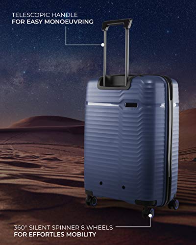 Image of Nasher Miles Sahara Hard-Sided Polypropylene Check-in Luggage Navy Blue 28 inch |75cm Trolley Bag