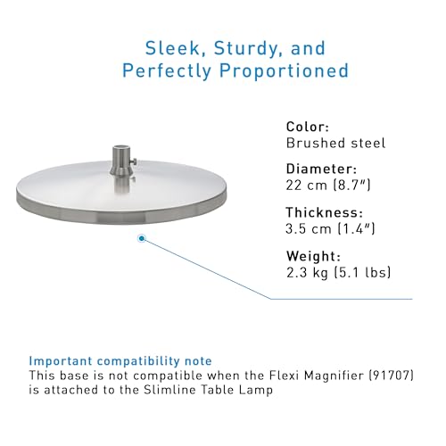 Desk Lamp Base for Slimline Models – Non-Slip Freestanding Stand - Compatible with D35108, D35107, D35106 – Brushed Steel Finish by daylight - Image 7