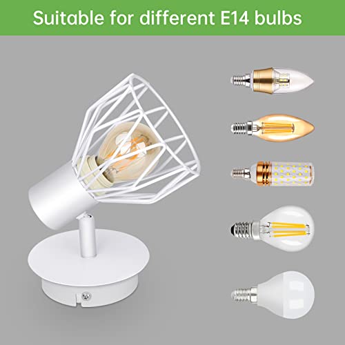 Kimjo Wall Lights E14 Adjustable, Wall Spotlights Wire Cage, Ceiling ...