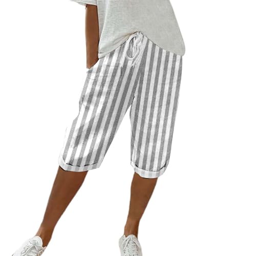 Pantalon long en lin pour femme à taille haute et coupe baggy fluide pour l'été