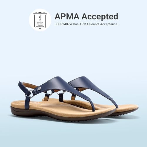 Image of DREAM PAIRS Women's Flat Sandals Arch Support Orthopedic Comfortable Soft Cushion Summer T-Strap Walking Thong Sandals