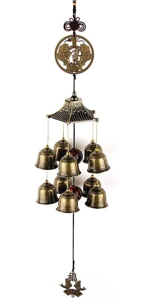Carillon a Vent pour Maison Carillon Éolien en Métal Suspendu Créatif Grande Cloche Chambre Maison Extérieur Antivol Cuivre Sonnette Décoration Décoration Intérieure