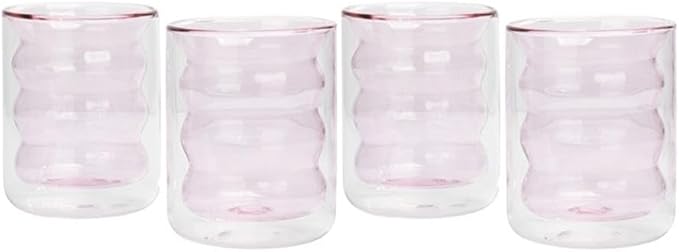 Vasos de Agua Pemberly Row Waves, Acabado Blush, Juego de 4 miniatura 4