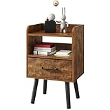 YMYNY Comodino, Tavolino da Salotto, Tavolino in Legno, Cassetto con Tessuto Rimovibile, R...