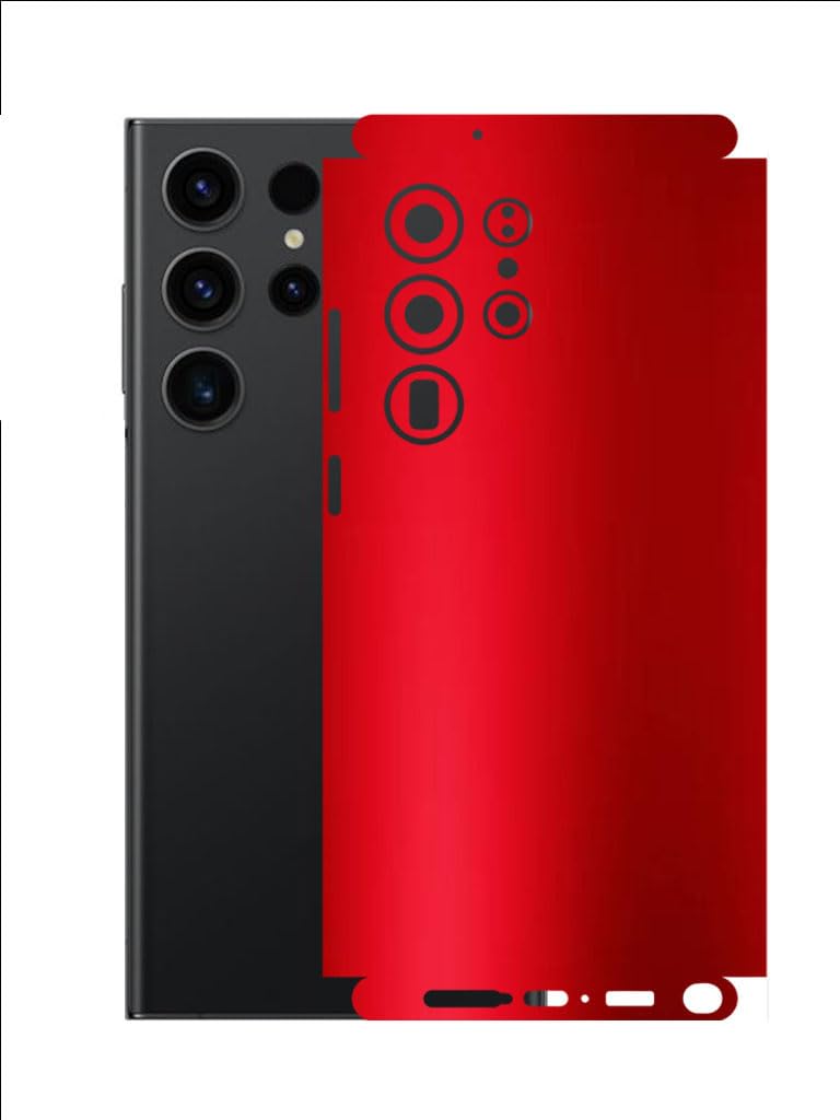 AtOdds - Compatible for Samsung Galaxy S23 Ultra (5G) Mobile Back Skin Film Wrap with Camera Protector (Coverage - Back+Camera+Sides) (Metallic Red)-image-18