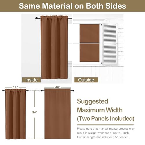 Image of Sun Baked Short Blackout Curtains for Bedroom 54 Inches Long 2 Panels, Modern Window Treatment Thermal Insulated Curtains for Living Room, Dual Rod Pocket Blackout Drapes, 2x40Wx54L Inches