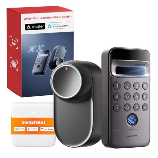 SwitchBot WiFi Smart Lock Ultra mit Keypad Vision Pro – 3D-Gesichts- & Venen-Erkennung, kontaktlose Entsperrung, passend für Europrofil-Zylinder, kompatibel mit Matter, Alexa, Google und IFTTT