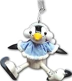 SeleXions Figura oscilante de pingüino Bolero + patines de hielo, aprox. 11 cm, madera