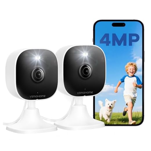 VSMAHOME 4MP Indoor Cameras for Home Security Outdoor, Home Security Camera System, 2.4g/5g Camera for House/Elder/Dog/Pet/Baby, Plug and Play, Support Card/Cloud (Not Included), Wired, 2PCS