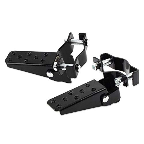 Beautyexpectly Retro Motorcycle Clamp-On Steel Axle Foldable Foot Step Pegs For Mtb Bmx Bike Folding Pedal Footrest Footpeg Fits For Aprilla For Bmw Universal (Black) #TOP2