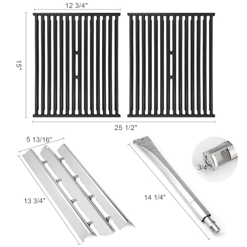 Hiorucet BBQ Grill Replacement for Broil King Signet 320, Signet 40, 9865-54, Sovereign 70 Gas Grills, Heavy Duty Cast Iron Cooking Grids, Stainless Steel Heat Plate Shields,Burner Tube Parts Set by Hiorucet - Image 2