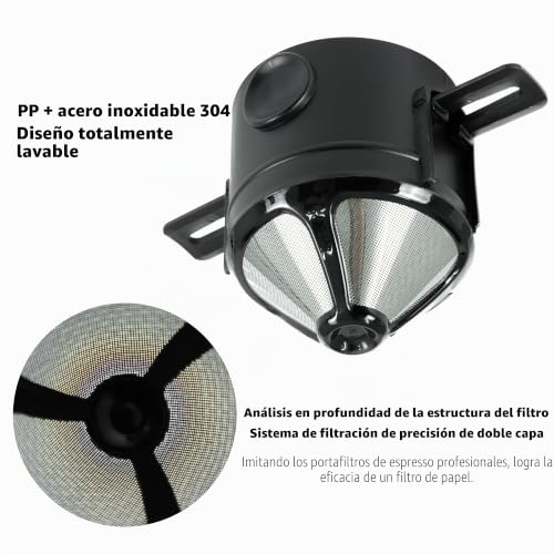 Miniatura 3 de Neouza Dripper De Café Con Vaso Aislado Al Vacío, Filtro De Café Reutilizable De Acero Inoxidable, Cafetera Portátil Plegable Sin Papel Para Camping, Viajes Vaso Negro Goteador