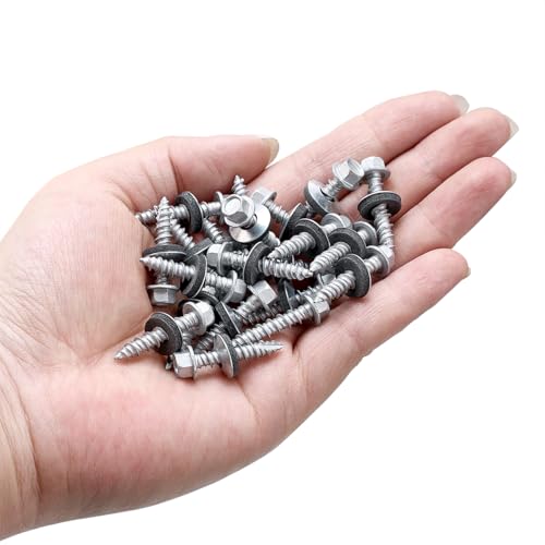 Xrfoiniu 300�� #10x1 ���^�����[�t�B���O�X�N�����[ �������b�L�Z�p���Z���t�^�b�s���O�˂� EPDM���b�V���[�t�� �V���[�v�|�C���g���^������E�b�h�T�C�f�B���O�R���Q�[�g���[�t�B���O�l�W(�V���o�[)