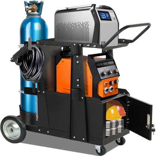 RCARTICH Welding Cart,Heavy Duty Rolling Welder Cart with 360 Swivel Wheels,Large Size Welder Cart for MIG MMA TIG Welding Machine and Plasma Cutter Tank by RCIACRHT - Used condition - US$100.26
