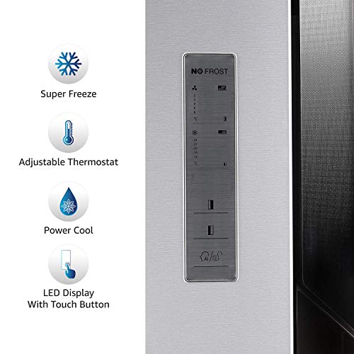 Image of (Renewed) AmazonBasics 564 L Frost-Free Side-By-Side Refrigerator (AB2019RF005 cr, Silver)