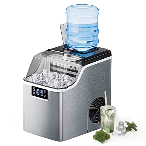 Arlime Ice Maker, Compact Ice Machine With Ice Scoop & Basket, 45 Lbs/24H, 24 Pcs/13 Mins, 2 Ways To Add Water, Self-Cleaning Portable Ice Maker Countertop For Home Office Bar Party #TOP20