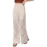 YUPEIUKLI Pantalones Anchos y Holgados de Pierna con Encaje de