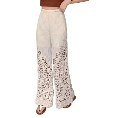 YUPEIUKLI Pantalones Anchos y Holgados de Pierna con Encaje de Flores y Crochet calados para Mujer, Pantalones Largos Transparentes de Cintura Alta y elásticos para Vacaciones en la Playa | Ya disponible en tu tienda friki favorita! En mundofriki.es! YUPEIUKLI Pantalones Anchos y Holgados de Pierna con Encaje de Flores y Crochet calados para Mujer, Pantalones Largos Transparentes de Cintura Alta y elásticos para Vacaciones en la Playa | Ya disponible en tu tienda friki favorita! En mundofriki.es!