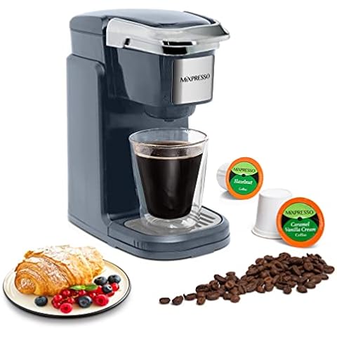 Mixpresso Single Cup Coffee Brewer - Quick Brew, One Touch Function, 12oz One Cup Grey Coffee Maker Cover