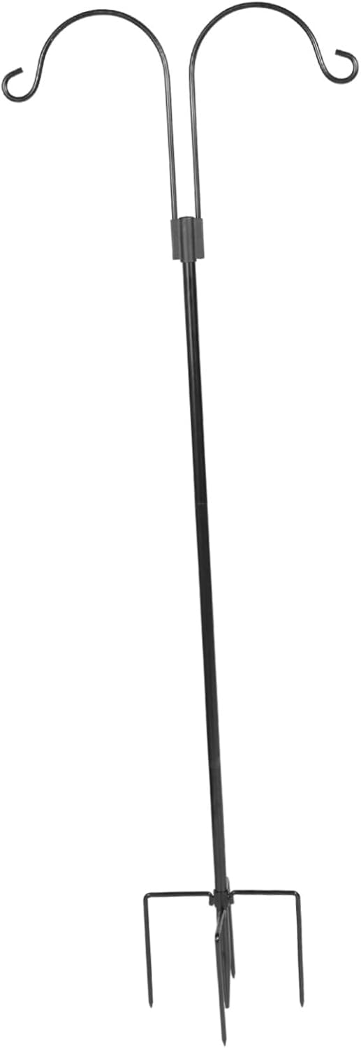 Double Shepherd Hook for Garden Decor Heavy Duty Ground Inserted Hook for Hanging Plants and Bird Feeders Rust-Resistant Iron 2-Sided Design for Outdoor Use