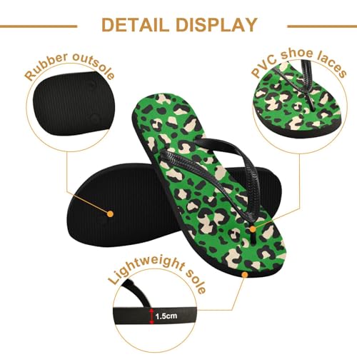 Leopard Green Flip Flop Beach Summer Casual Sandal for Women & Men Shower Shoes 208617932
