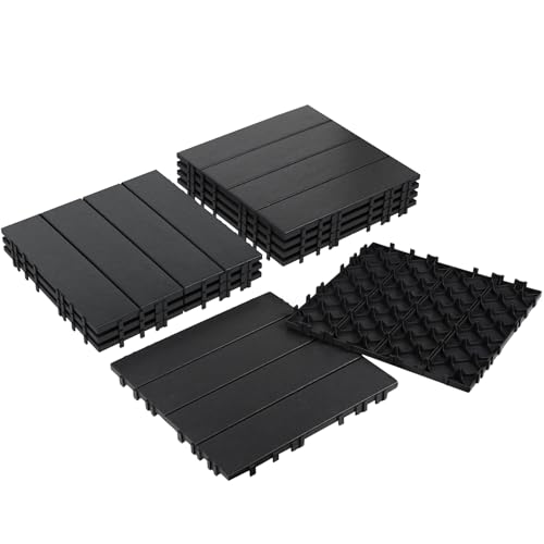 Neoaider 9PCS Plastic Interlocking Decking Tiles 12' x 12', 9 sq. ft Waterproof Outdoor Flooring...