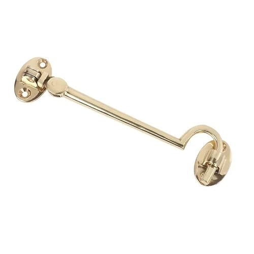 Cabin Hook and Eye Polished Brass Silent 152mm 6" Inch Door Gate