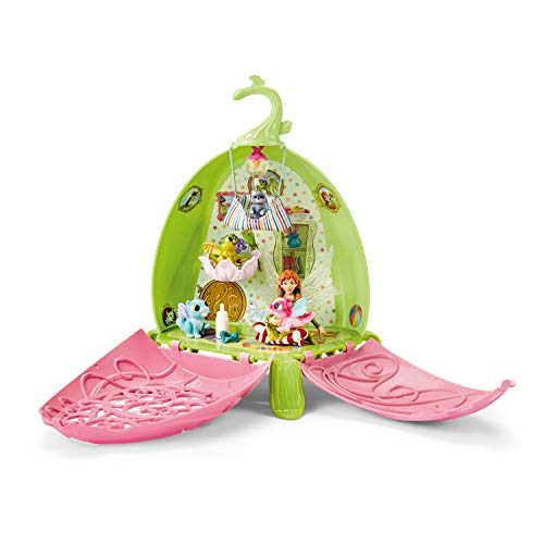 SCHLEICH Bayala, 19 PC Fairy Marween's Animal Playschool Playset, Foldable Flower Playhouse with Fairy, 3 Baby Dragon Toys