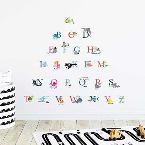 DECOWALL DS-8040 A-Z Ocean Alphabet (Small) Kids Wall Stickers Decals Peel and Stick Removable for Nursery Bedroom Living Room Art murals Decorations