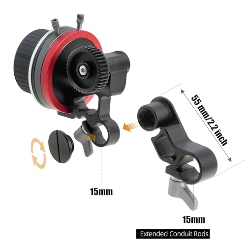 Hersmay Metal Mini Follow Focus with A/B Stops & 15mm Rod Clamp with NATO Rail Gear Ring Belt DLSR Rig for Cinema Camera DSLR/Mirrorless Cameras by Hersmay - Image 3