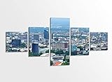 Leinwandbild 5 tlg. 200cmx100cm Skyline Dortmund Stadt Bilder Druck auf Leinwand Bild Kunstdruck mehrteilig Holz gerahmt 9AB375