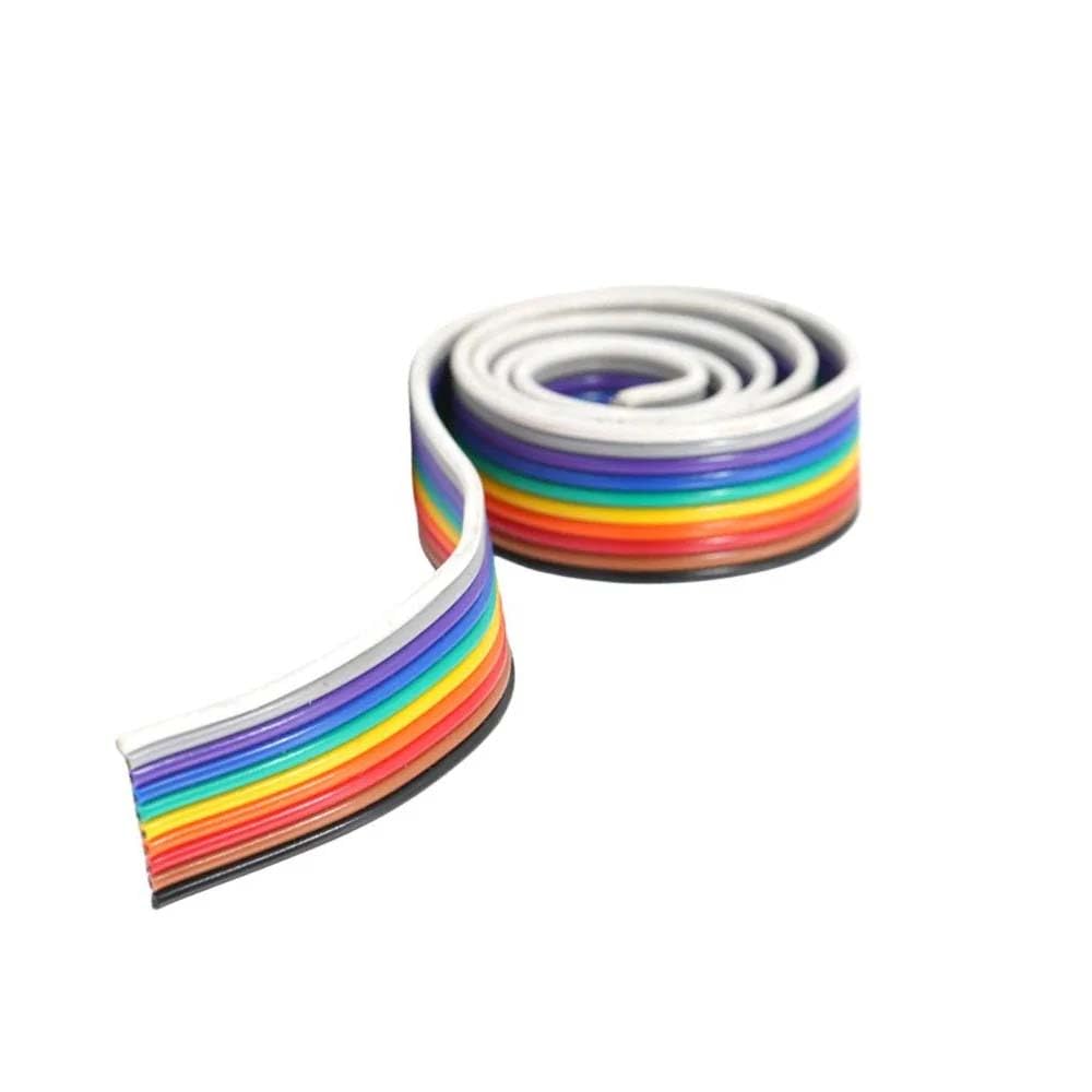 1 meter 10 core rainbow wire ribbon flat cable wire strip durable and robust for wiring, soldering, diy electronic projects